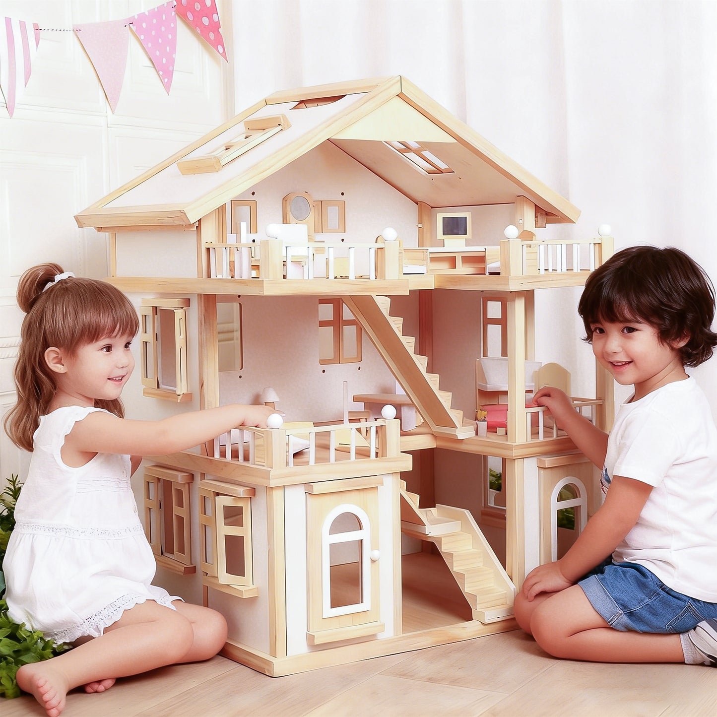 Jessruly® Wooden White Dollhouse
