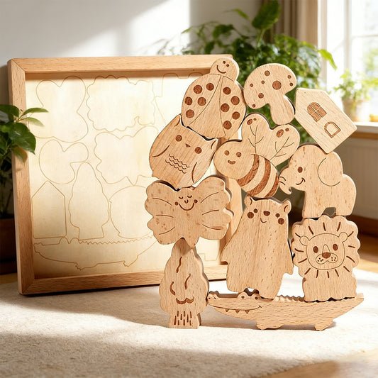 Jessruly® Wooden Safari Animal Puzzle Box