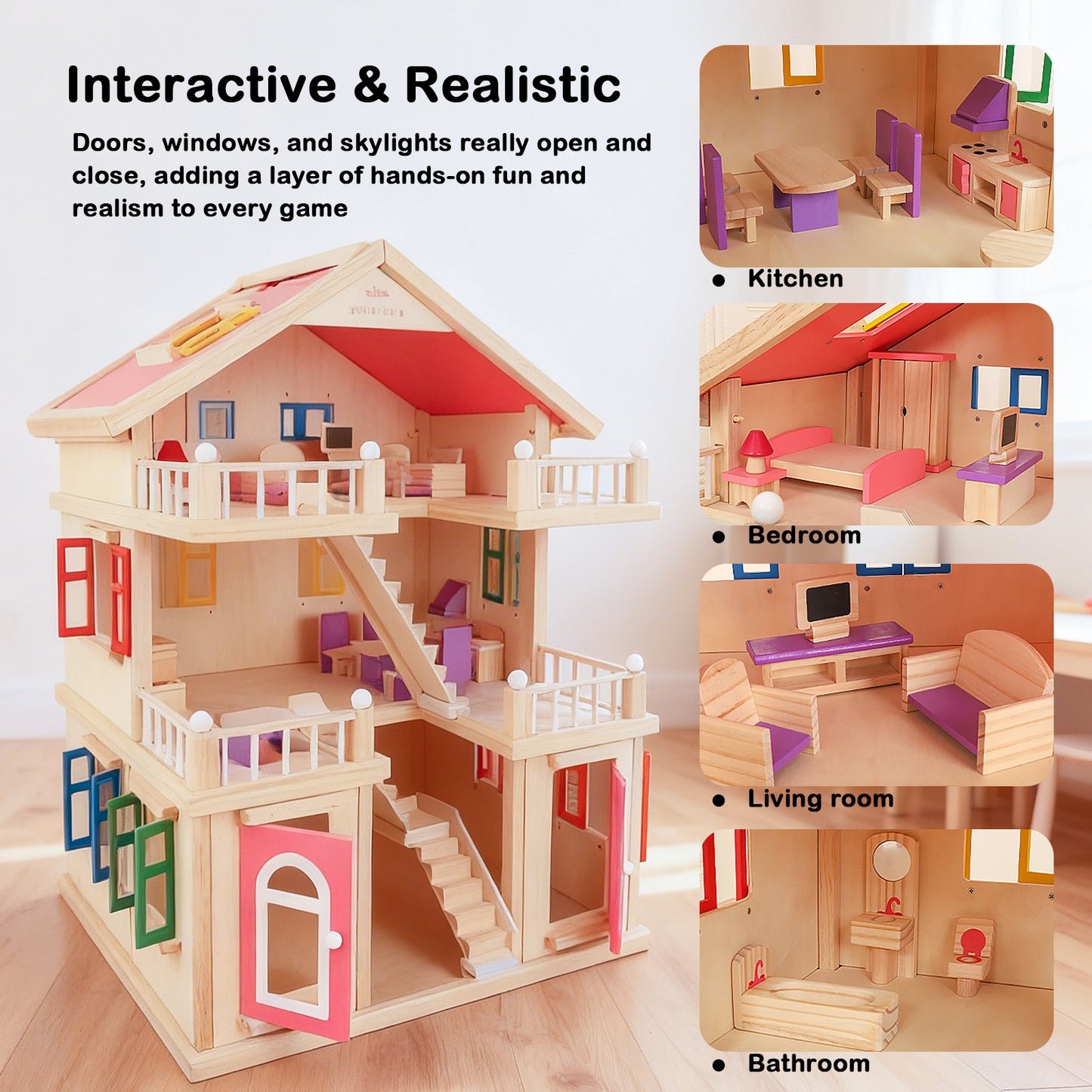 Jessruly® Wooden White Dollhouse