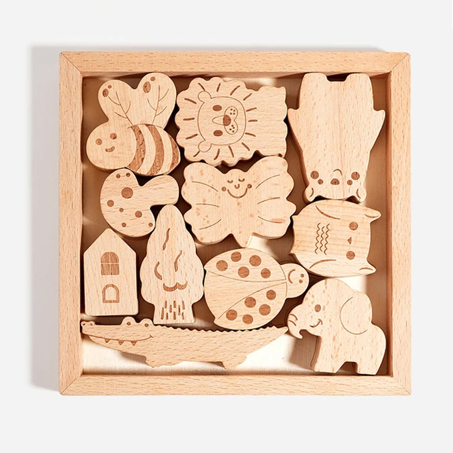 Jessruly® Wooden Safari Animal Puzzle Box