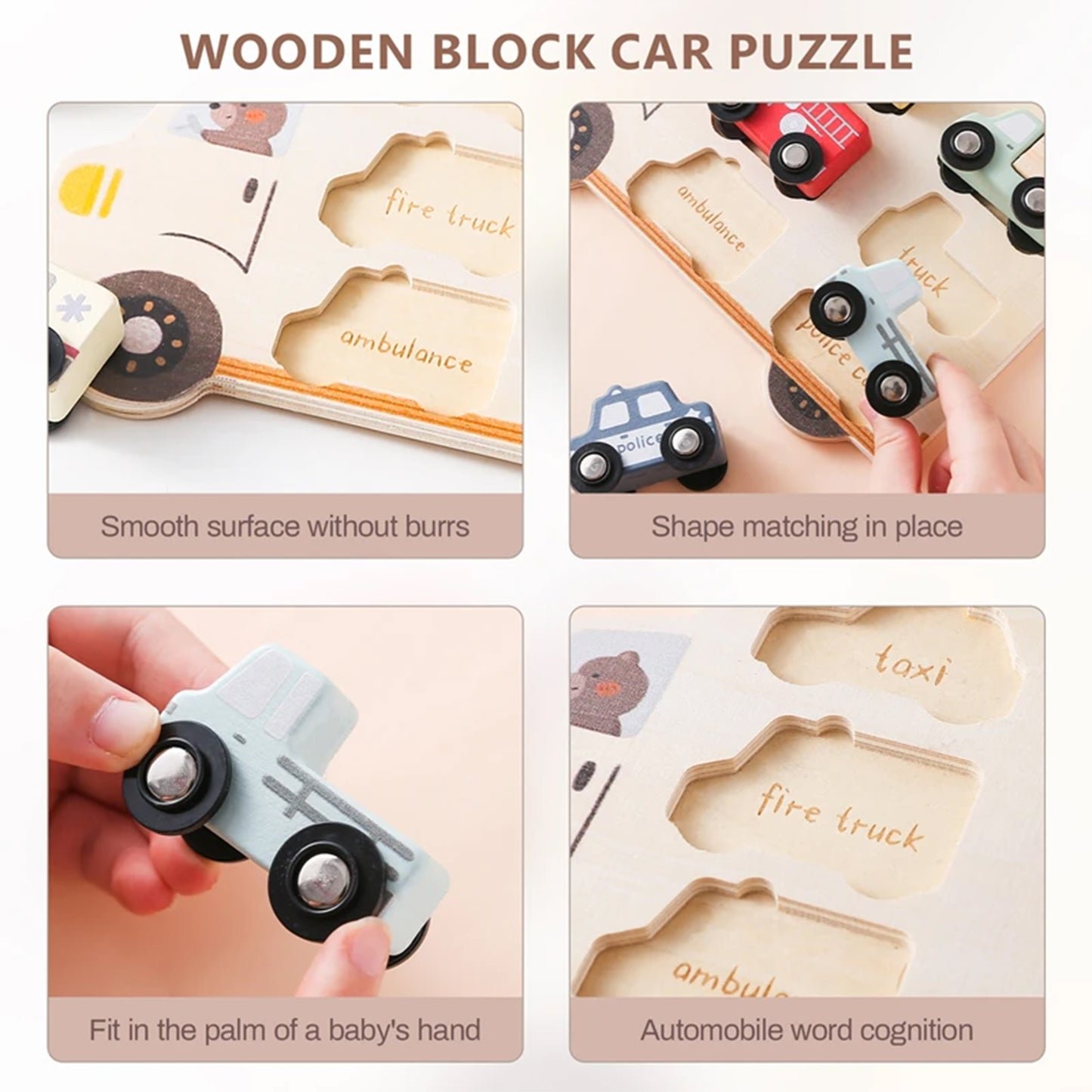 Jessruly® Wooden Vehicle Puzzle Set