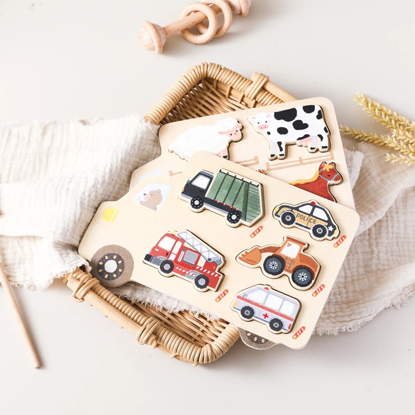 Jessruly® Wooden Vehicle Puzzle Set