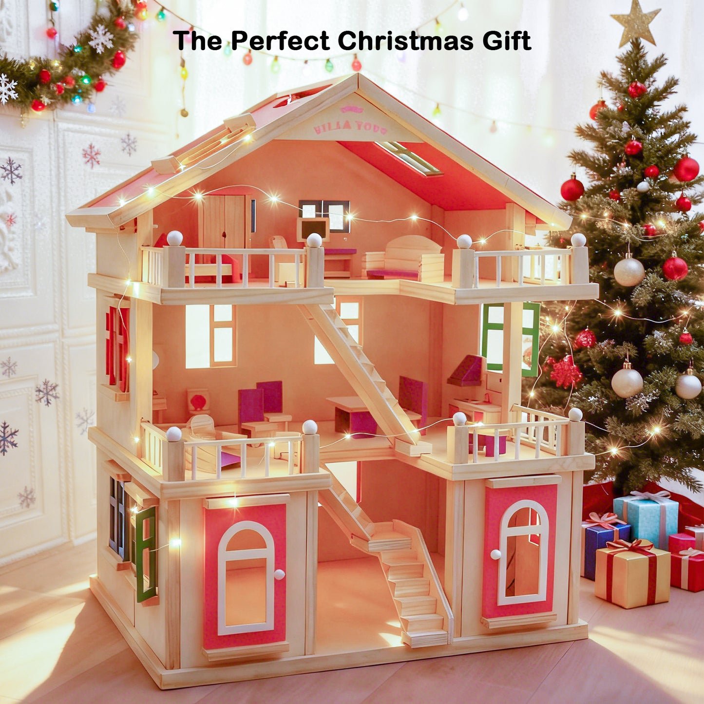 Jessruly® Wooden White Dollhouse