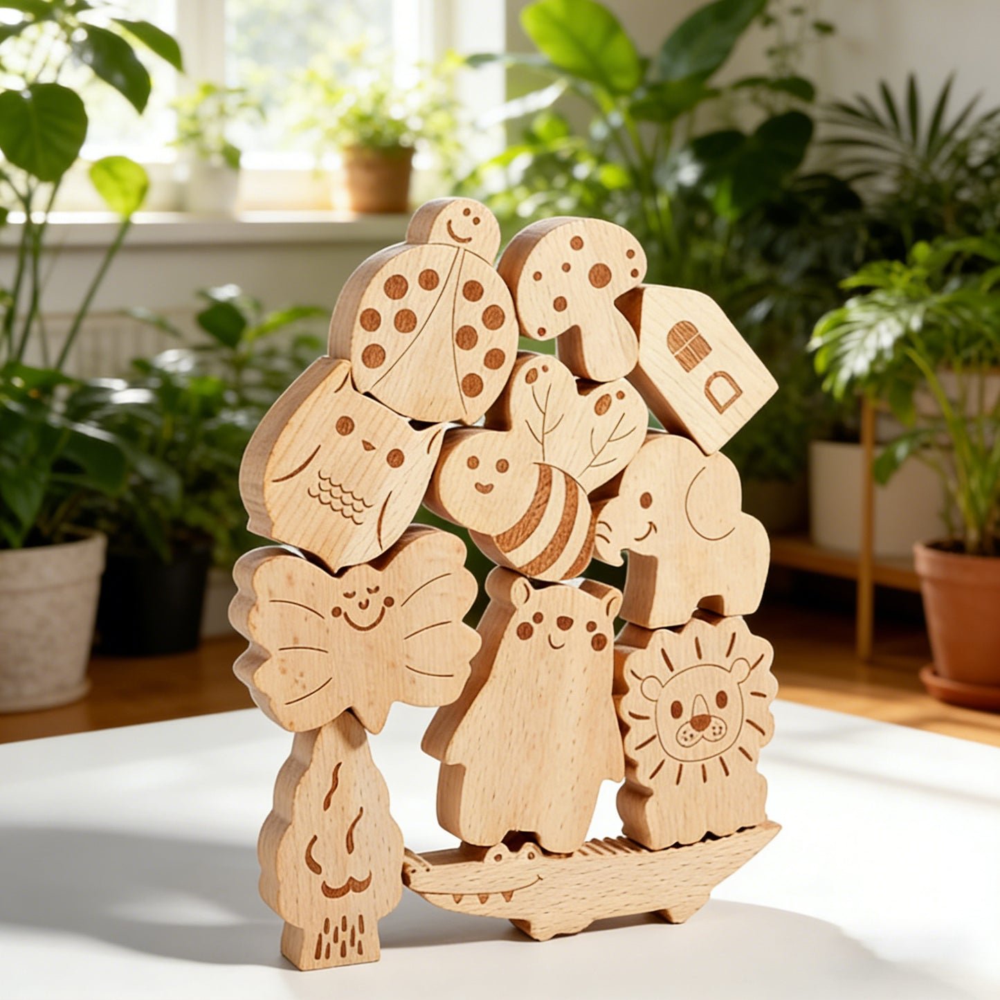 Jessruly® Wooden Safari Animal Puzzle Box