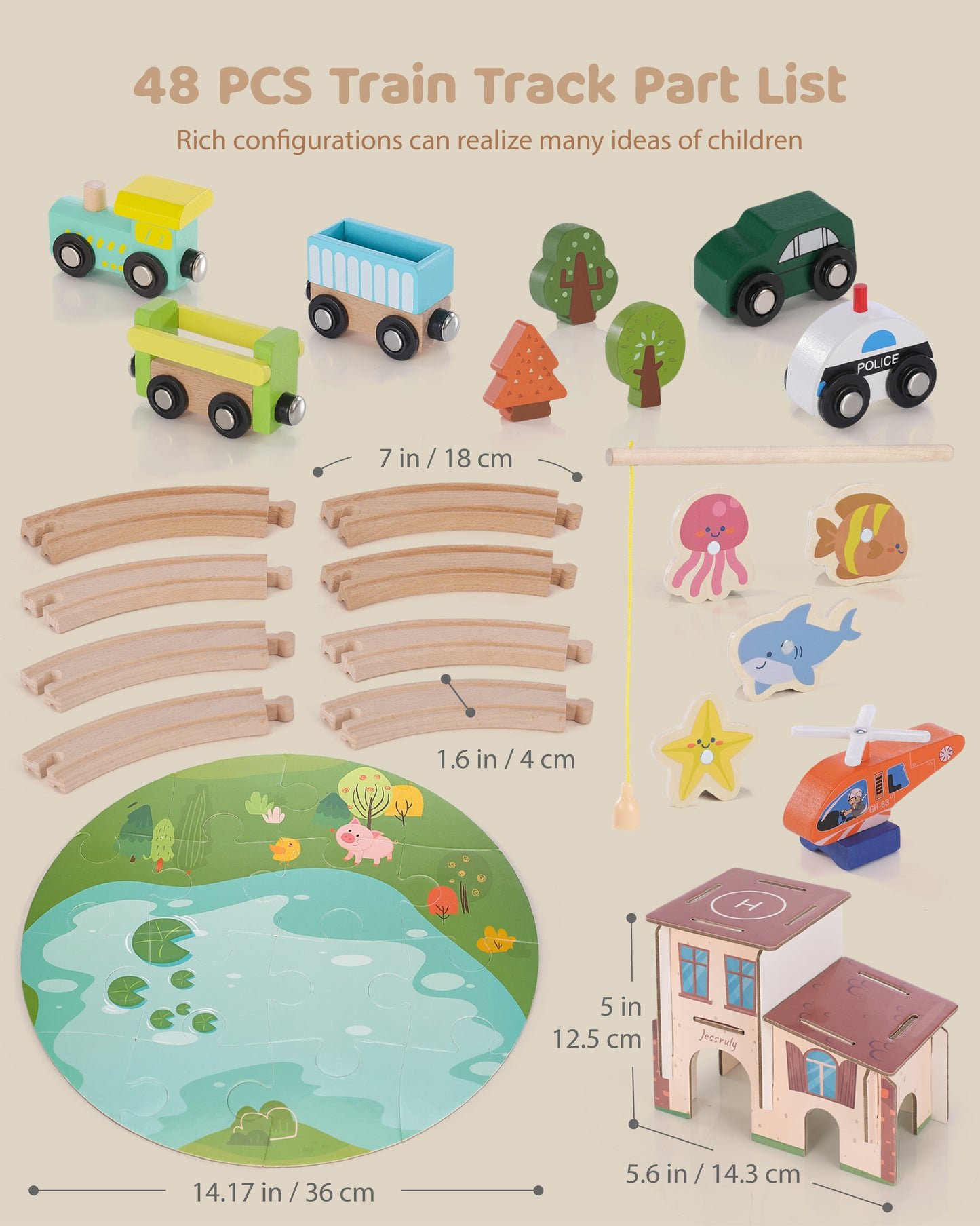 Jessruly® Wooden Train Track Set